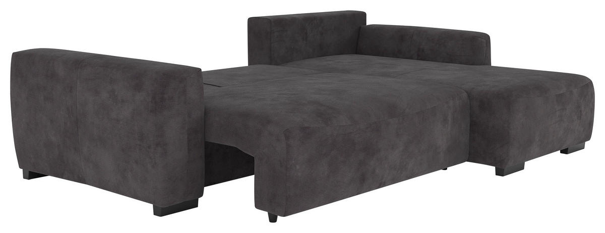 ECKSOFA  in Mikrofaser Schwarz  - Schwarz, Trend, Kunststoff/Textil (252/170cm) - MID.YOU