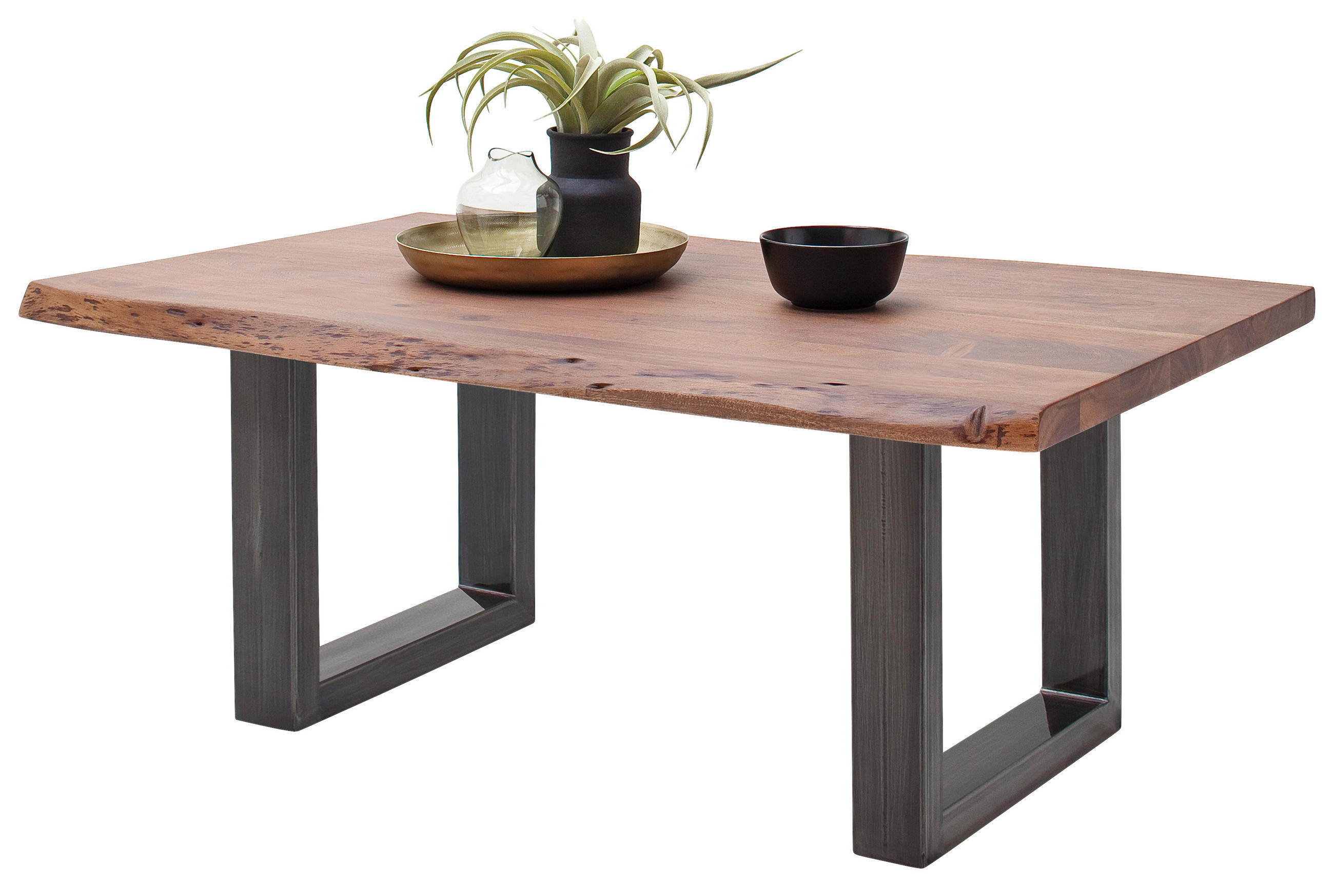 Couchtisch Holz Massiv Cartagena Walnuss/Nickelfarben