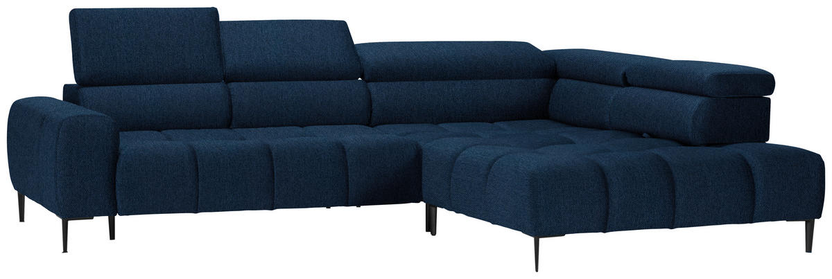 ECKSOFA in Webstoff Dunkelblau  - Schwarz/Dunkelblau, Design, Textil/Metall (300/216cm) - Welnova