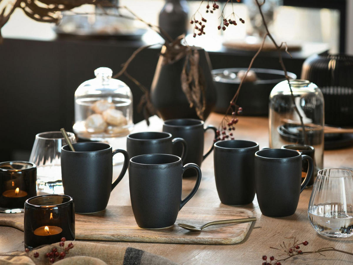 SET KAFFEMUGGAR Soft Touch Black 6 delar  - svart, Basics, keramik (300ml) - Creatable