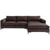 ECKSOFA Dunkelbraun Lederlook, Flachgewebe  - Dunkelbraun/Schwarz, Design, Textil/Metall (265/160cm) - Livetastic