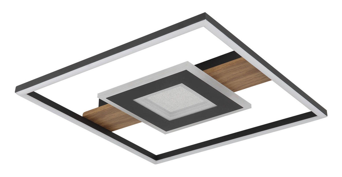 STROPNÍ LED SVÍTIDLO, 37.8/37.8/5 cm - tmavě hnědá/černá, Natur, kov/plast (37.8/37.8/5cm) - Globo