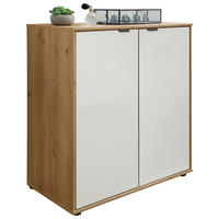 KOMÓD 80/70/43 cm  - Bianco tölgy/fekete, Konventionell, faalapú anyag/üveg (80/70/43cm) - Dieter Knoll