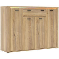 SCHUHSCHRANK 136/100/38 cm  - Eichefarben/Schwarz, KONVENTIONELL, Holzwerkstoff (136/100/38cm) - Xora