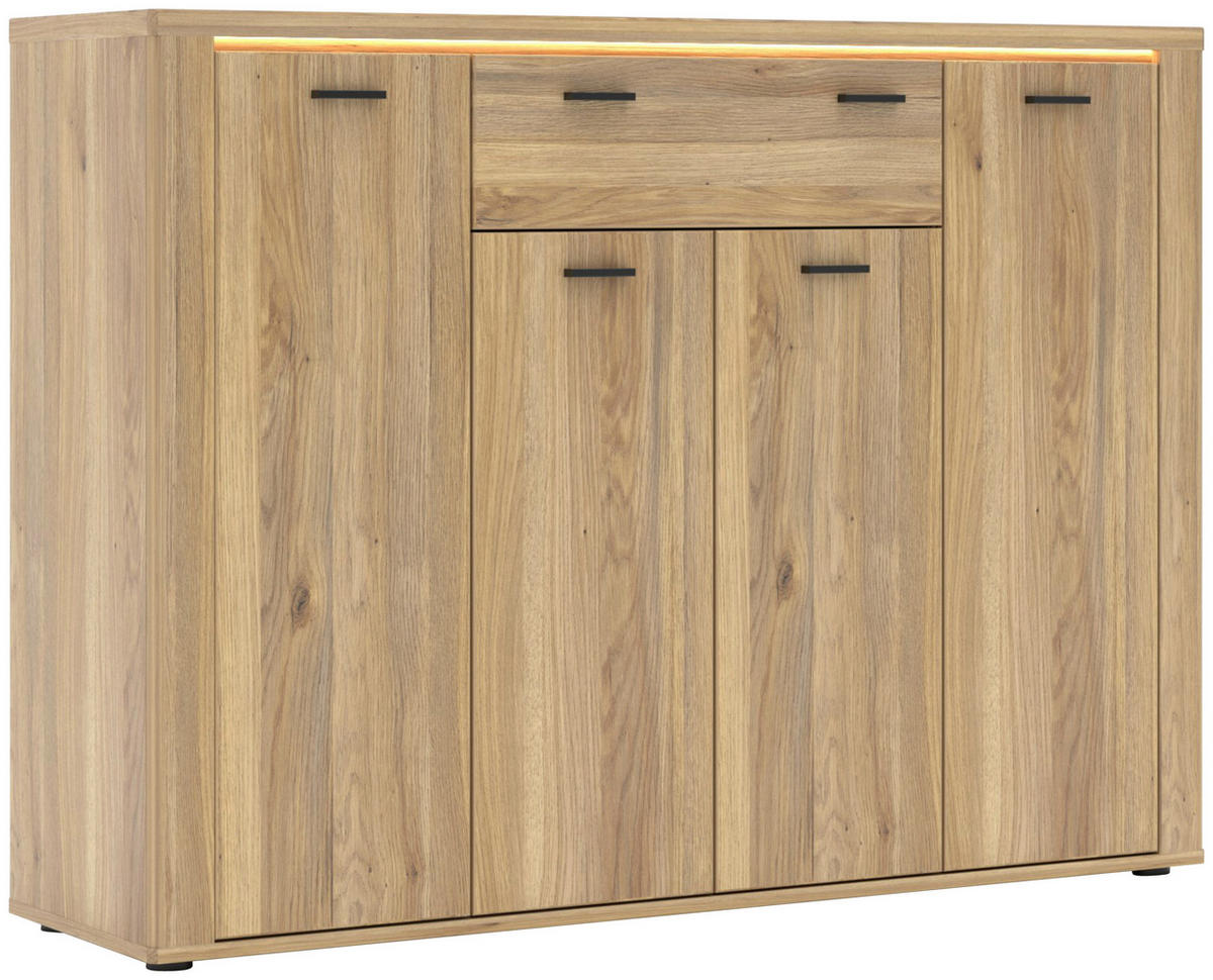 SCHUHSCHRANK 136/100/38 cm  - Eichefarben/Schwarz, KONVENTIONELL, Holzwerkstoff (136/100/38cm) - Xora