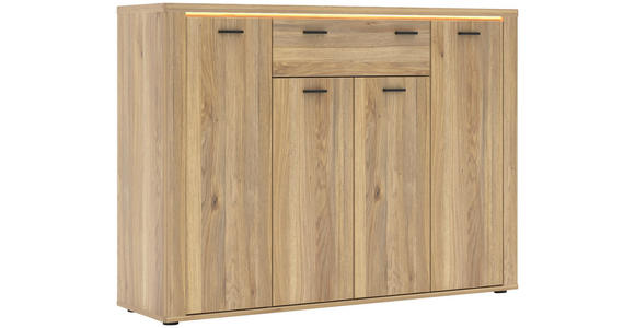 SCHUHSCHRANK 136/100/38 cm  - Eichefarben/Schwarz, KONVENTIONELL, Holzwerkstoff (136/100/38cm) - Xora