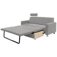 3-SITZER-SOFA in Flachgewebe Hellgrau  - Chromfarben/Hellgrau, Design, Textil/Metall (195/83/85cm) - Xora