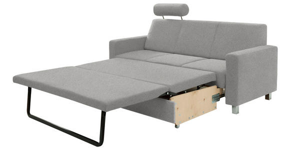 3-SITZER-SOFA in Flachgewebe Hellgrau  - Chromfarben/Hellgrau, Design, Textil/Metall (195/83/85cm) - Xora