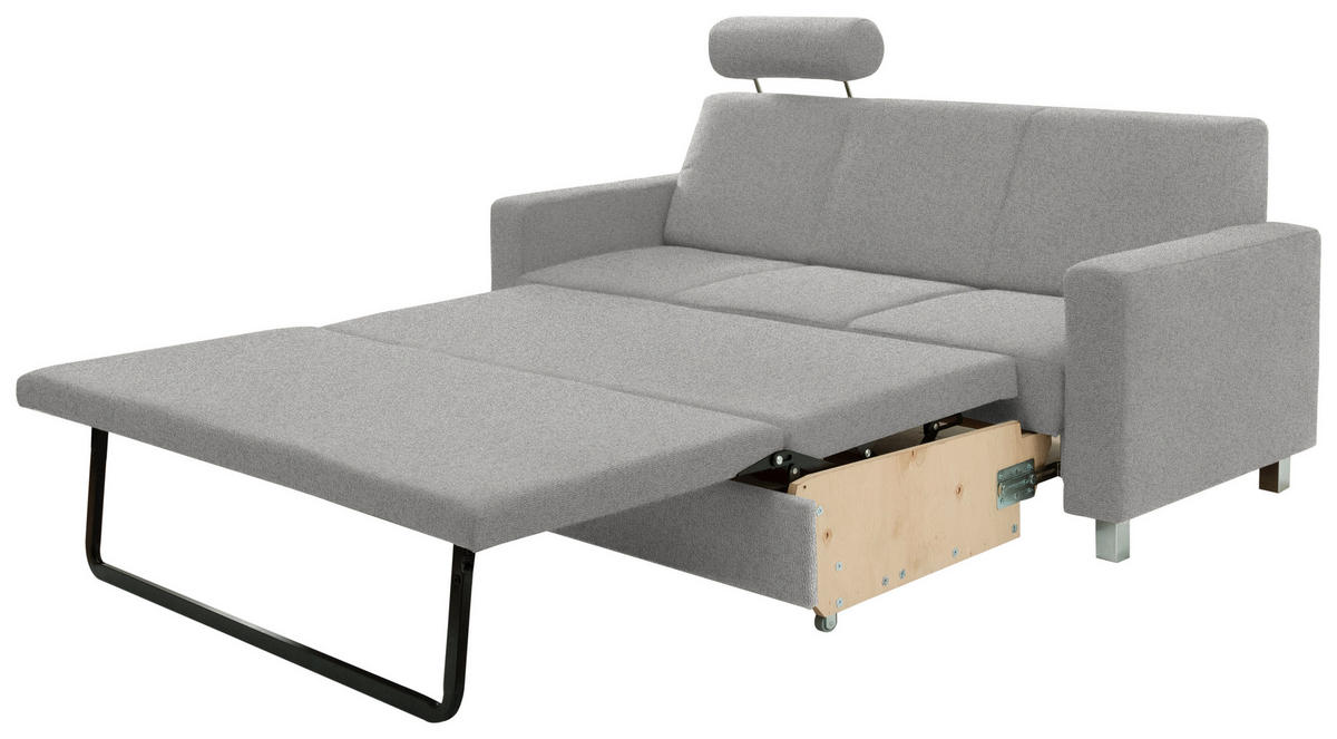 3-SITZER-SOFA in Flachgewebe Hellgrau  - Chromfarben/Hellgrau, Design, Textil/Metall (195/83/85cm) - Xora
