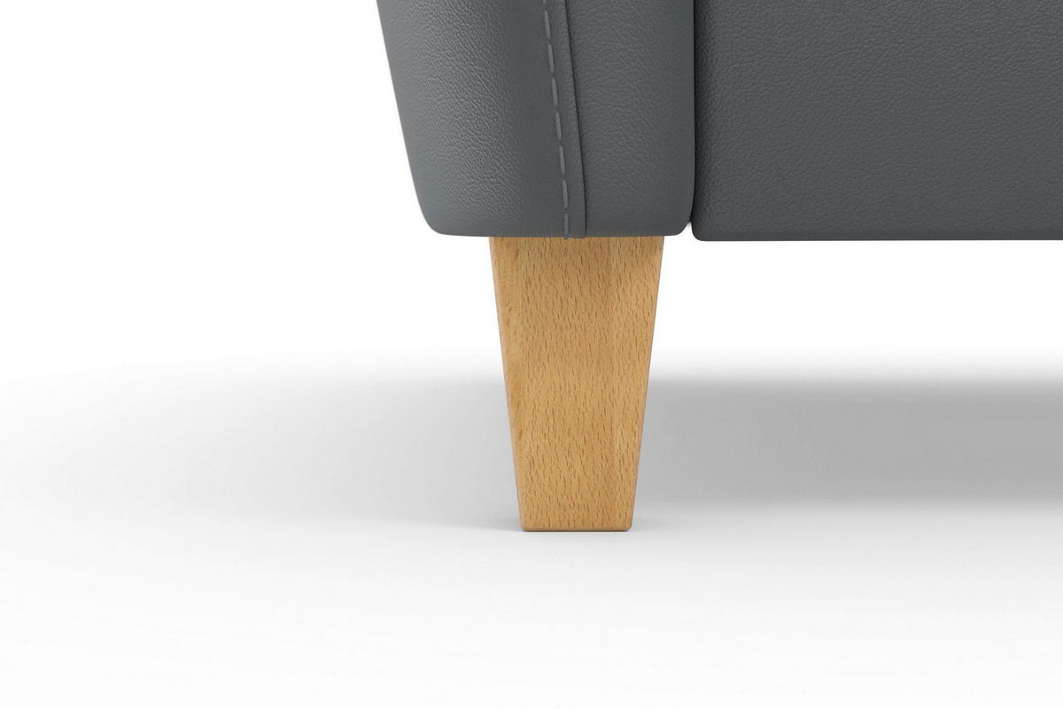 3-SITZER-SOFA PALMERA E Echtleder Schwarz  - Eichefarben/Schwarz, Basics, Leder/Holz (179/89/89cm) - Sit & More