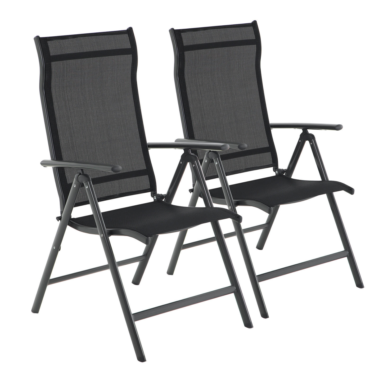GARTENKLAPPSESSEL-SET Aluminium Schwarz  - Schwarz, Basics, Textil/Metall (70/106/56cm) - Modante