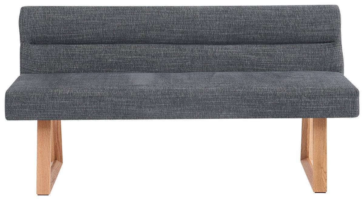 SITZBANK 160/82/61 cm Leinenoptik Eichefarben, Dunkelgrau Eiche massiv  - Eichefarben/Dunkelgrau, MODERN, Holz/Textil (160/82/61cm) - Livetastic