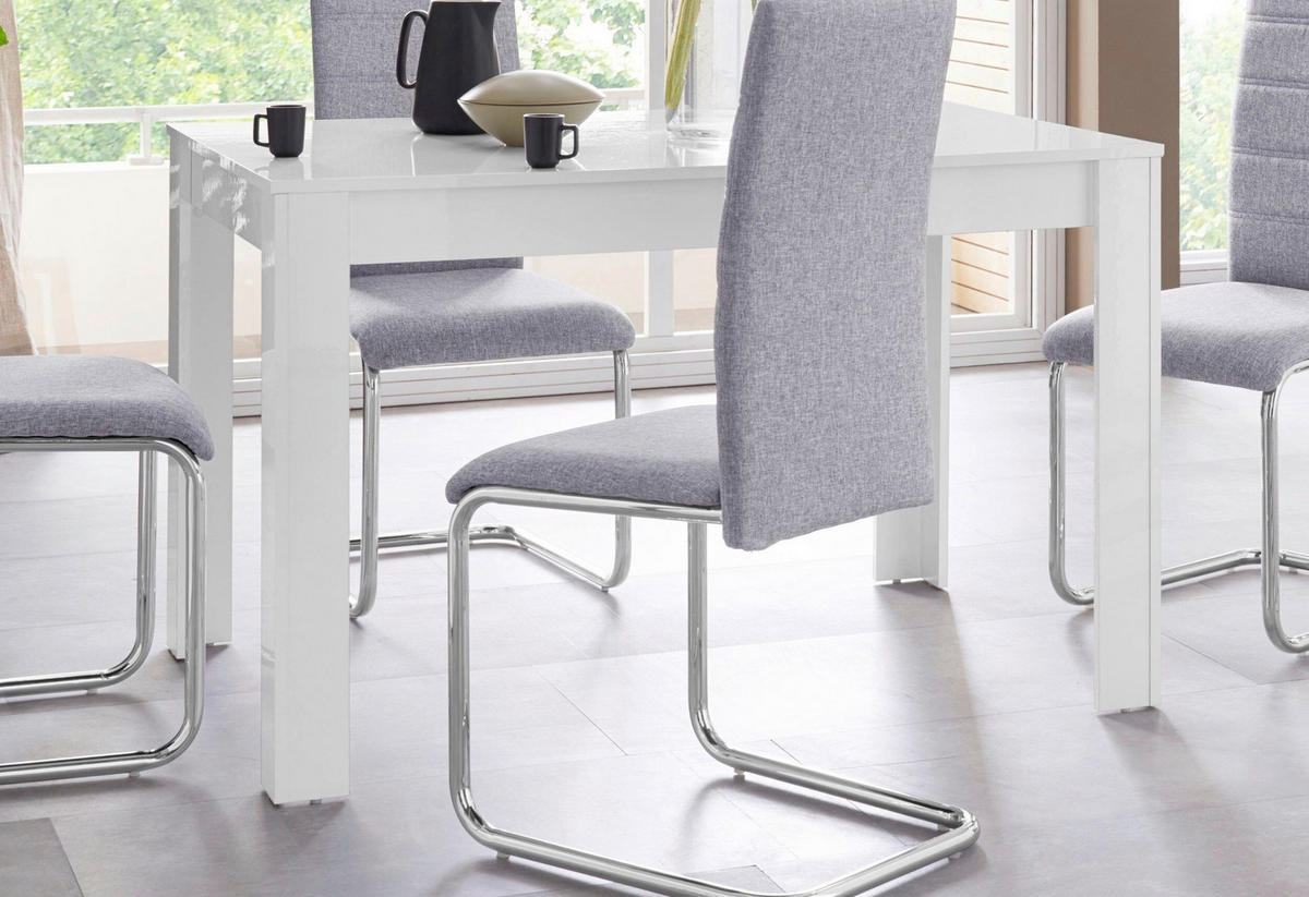 ESSTISCH in Holzwerkstoff  - Weiß Hochglanz, Design, Holzwerkstoff (120/75/80cm) - MID.YOU