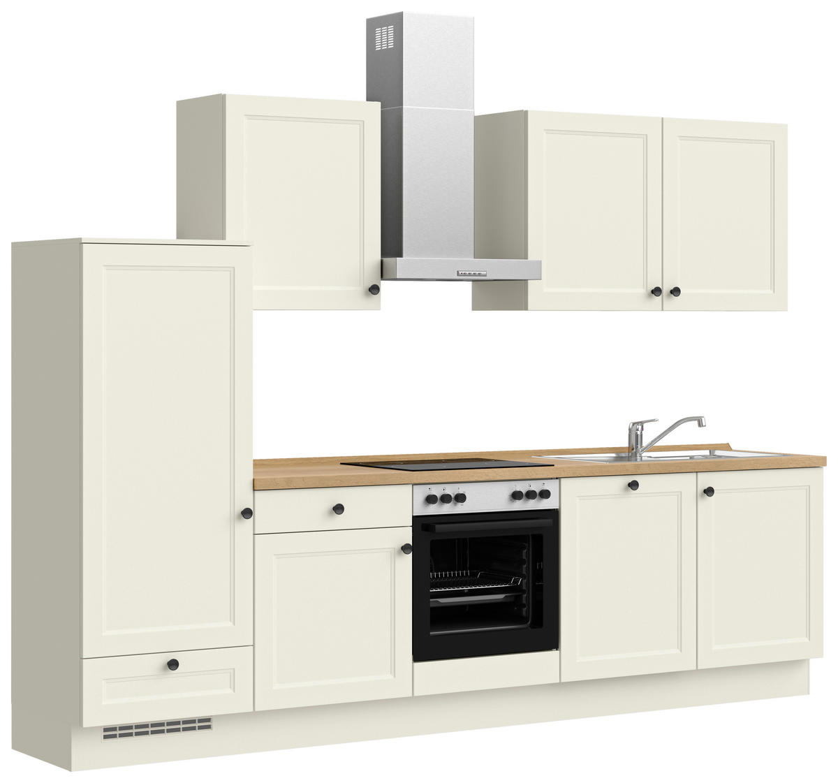 KÜCHENBLOCK 300 cm   in Weiß, Eichefarben  - Eichefarben/Schwarz, MODERN, Holzwerkstoff/Metall (300cm) - Nobilia