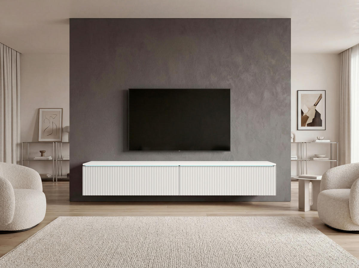 TV-SZEKRÉNY 180/30/33 cm  - fehér/szürke, Design, műanyag/faalapú anyag (180/30/33cm) - P & B