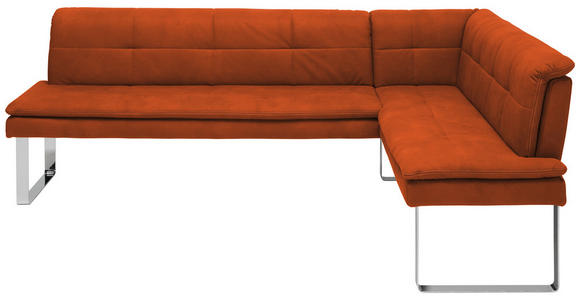 ECKBANK 253/174 cm in Orange, Chromfarben - Chromfarben/Beige, Design, Textil/Metall (253/174cm) - Novel