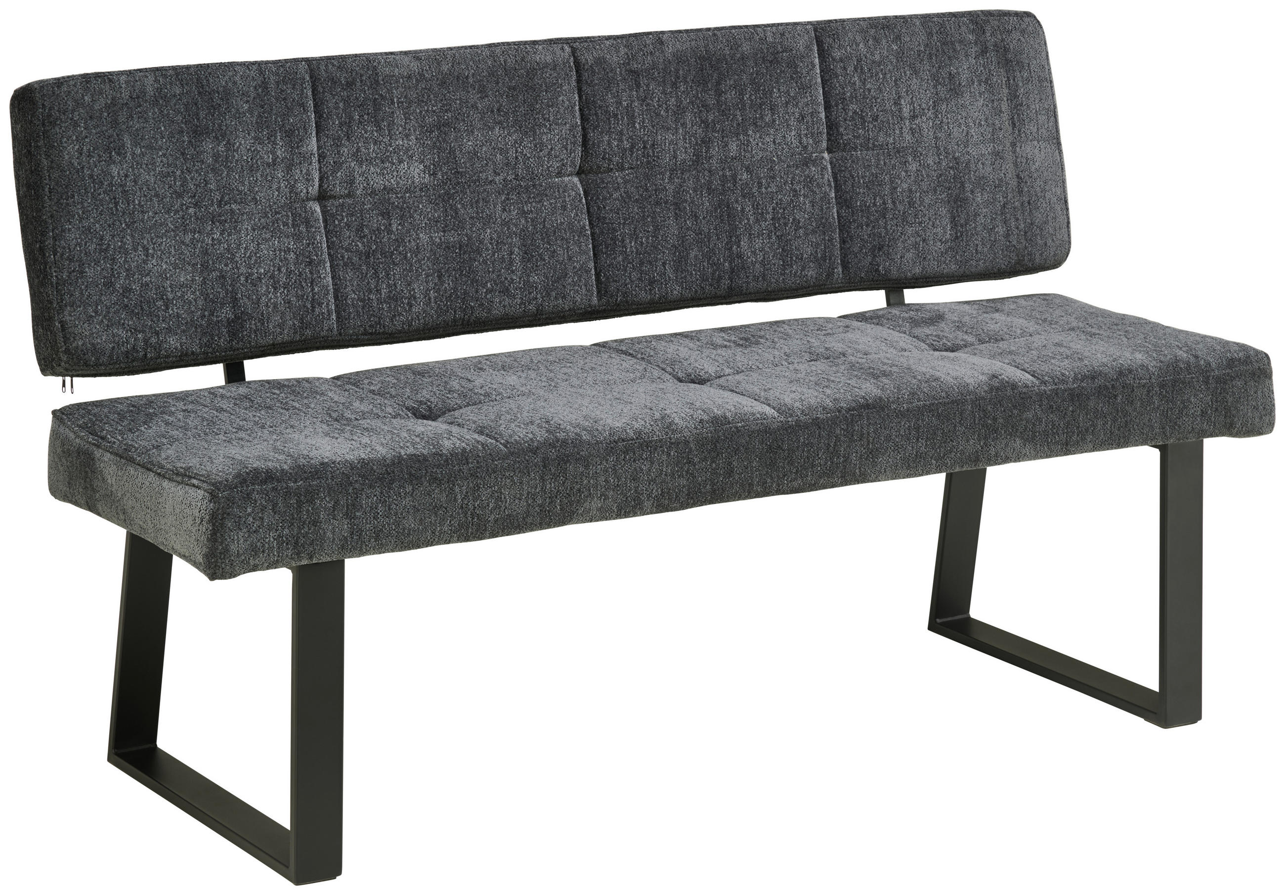 SITZBANK 140/85/56,5 cm Leinenoptik Dunkelgrau  - Dunkelgrau/Schwarz, LIFESTYLE, Textil/Metall (140/85/56,5cm) - MID.YOU