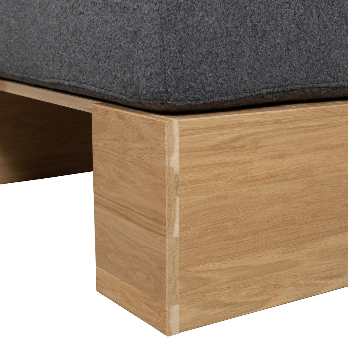 SITZBANK 110/84/67 cm Bouclé Eichefarben, Dunkelgrau Eiche massiv  - Eichefarben/Dunkelgrau, MODERN, Holz/Textil (110/84/67cm) - Livetastic