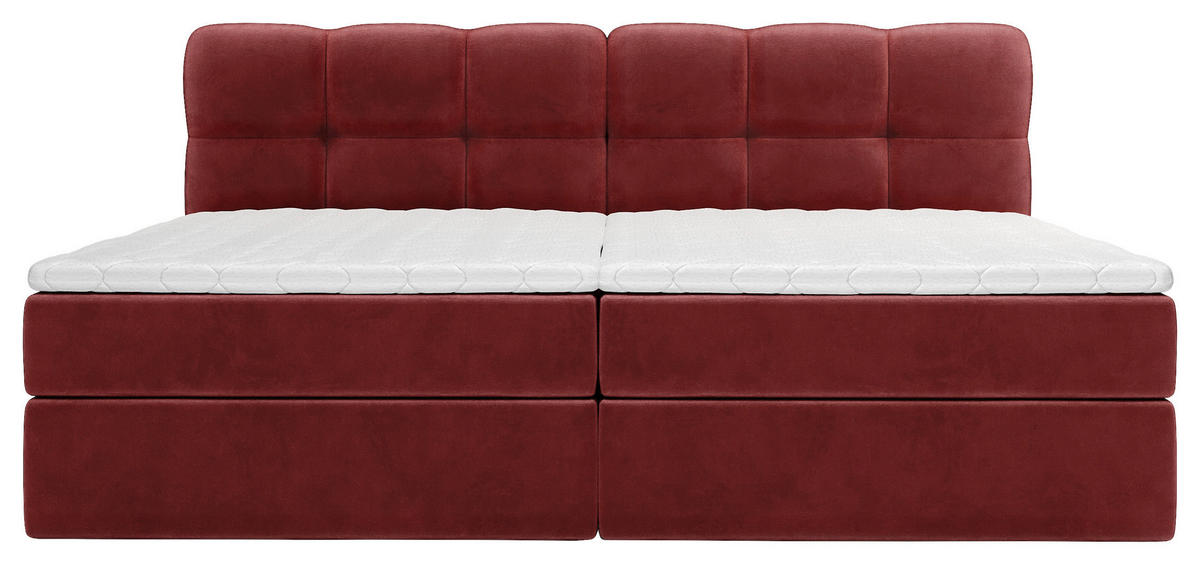 BOXBETT 240/200 cm,  in Bordeaux, Matratze, Bettkasten, Topper, H3 = fest  - Bordeaux/Schwarz, KONVENTIONELL, Kunststoff/Textil (240/200cm) - Chameo