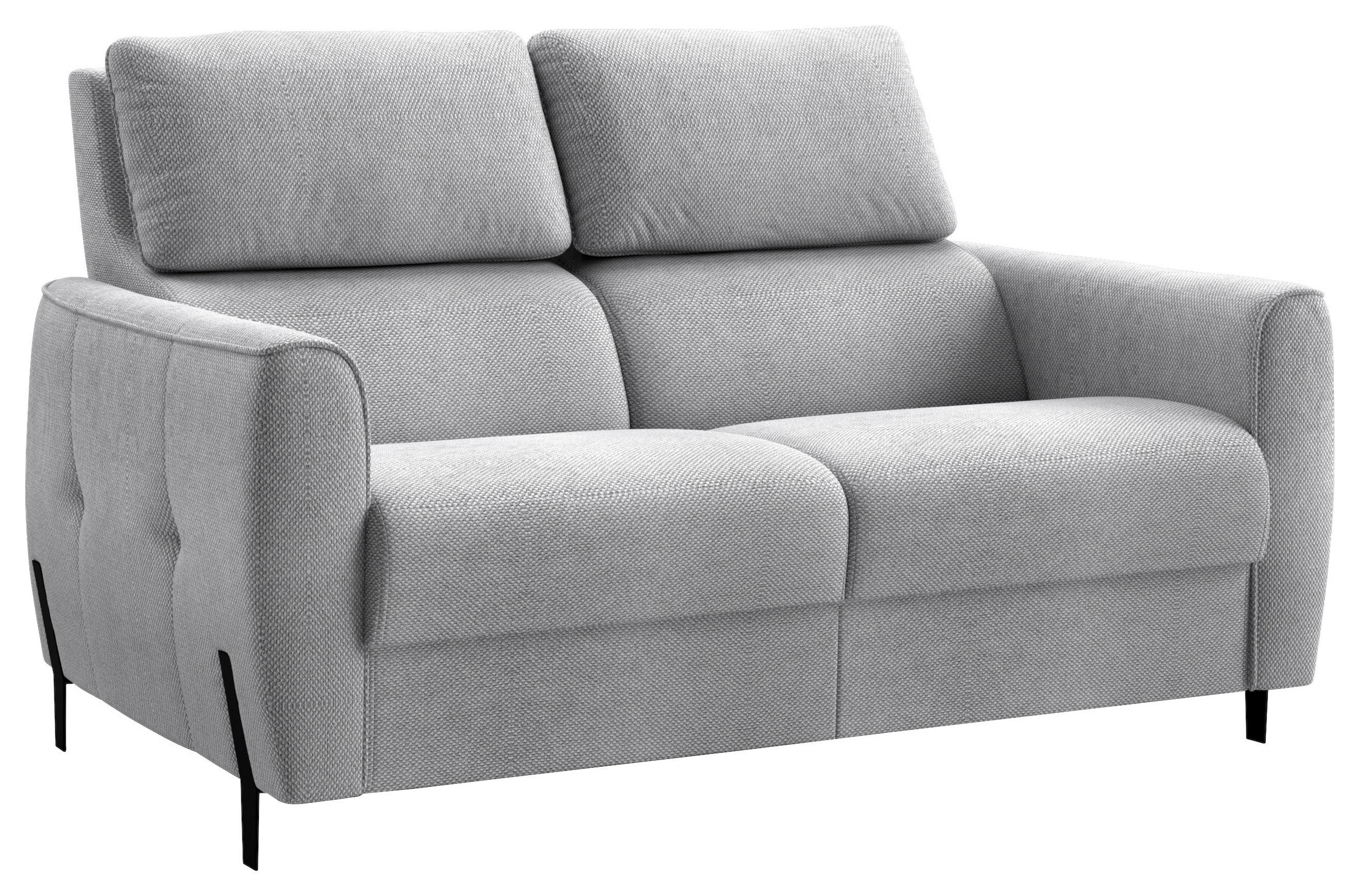 2-SITZER-SOFA  in Plüsch Grau  - Schwarz/Grau, Design, Textil/Metall (149/91/101cm) - Stylife
