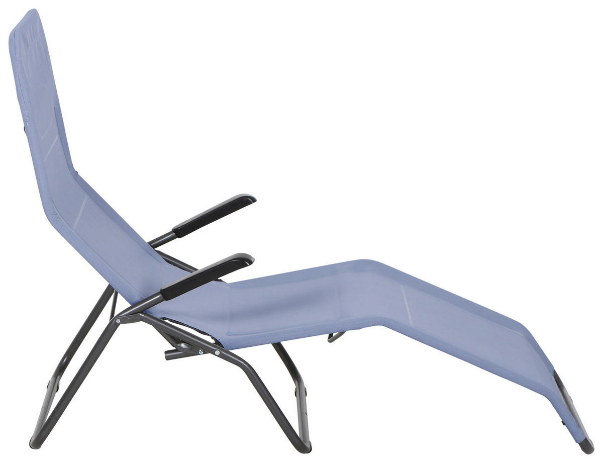 GARTENLIEGE 72,5/103,5/144 cm  - Anthrazit/Hellblau, MODERN, Textil/Metall (72,5/103,5/144cm) - Siena Garden