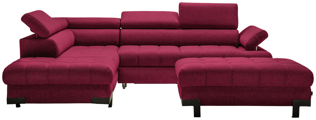 ECKSOFA in Webstoff Rot  - Rot/Schwarz, Design, Textil/Metall (223/263cm) - Welnova