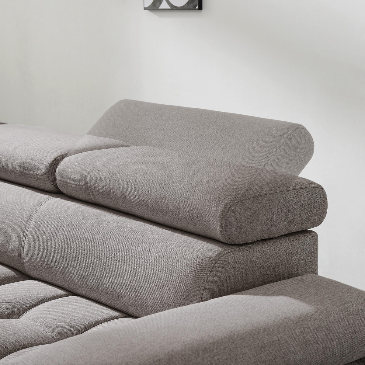 ECKSOFA Hellgrau Webstoff  - Hellgrau/Schwarz, Design, Textil/Metall (263/223cm) - Welnova