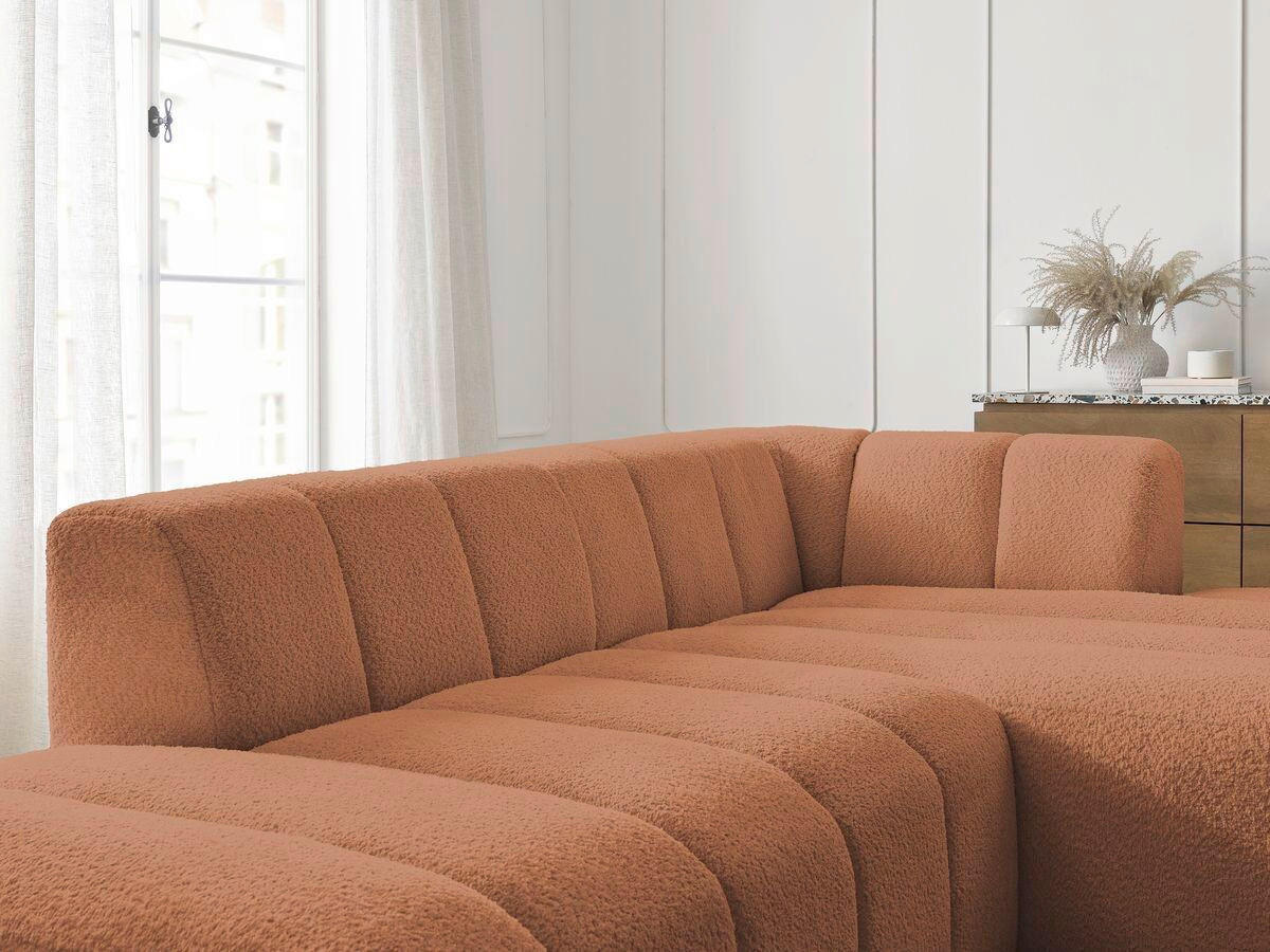 ECKSOFA  ANNECY Orange Bouclé  - Schwarz/Orange, MODERN, Kunststoff/Textil (262/170cm)