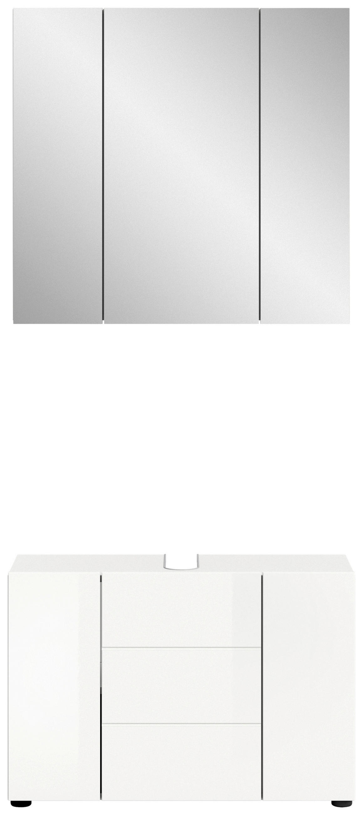 KOPALNICA  bela, bela, visoki sijaj  - črna/bela, Moderno, umetna masa/leseni material (82cm) - MID.YOU