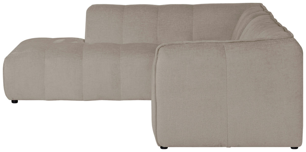 ECKSOFA LIVOLI in Chenille Creme  260/218 cm  - Creme/Schwarz, Design, Textil (260/218cm) - MID.YOU