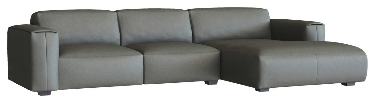 ECKSOFA Dunkelgrau Echtleder  - Dunkelgrau/Schwarz, Design, Leder/Holz (317/171cm) - Livetastic