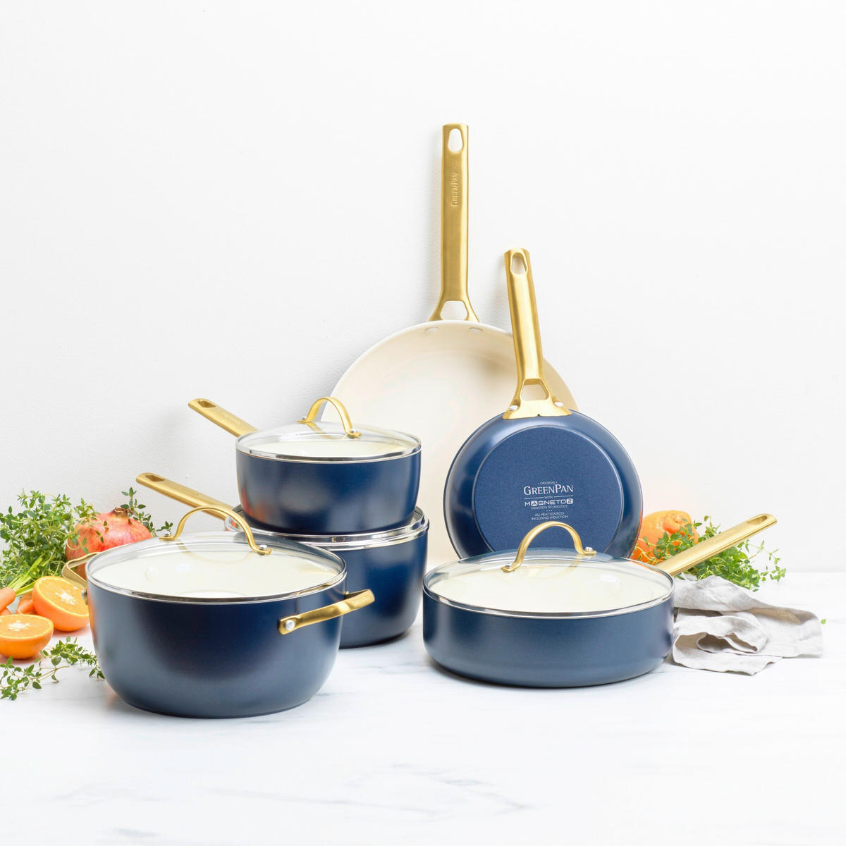 KOCHTOPFSET Padova Reserve 6-teilig  - Goldfarben/Weiß, Basics, Glas/Metall - GreenPan