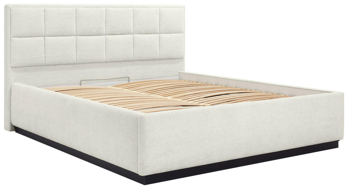 POLSTERBETT 180/200 cm,  in Beige, gepolstertes Kopfteil, Beleuchtung, Lattenrost, Bettkasten,  - Birkefarben/Beige, Design, Holz/Holzwerkstoff (180/200cm) - Chameo