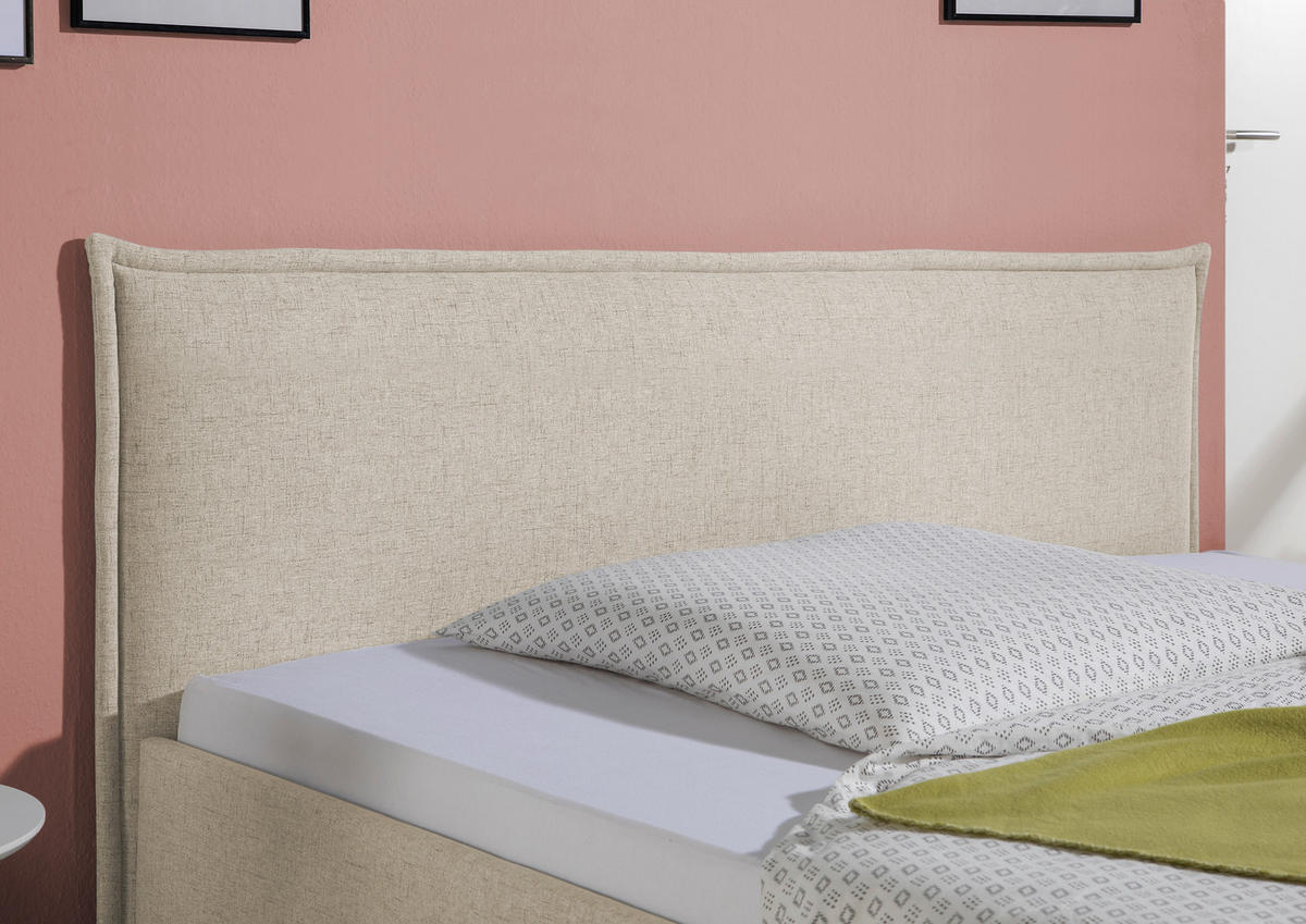 POLSTERBETT 200/200 cm,  in Beige,  - Beige/Schwarz, MODERN, Holz/Textil (200/200cm) - Livetastic