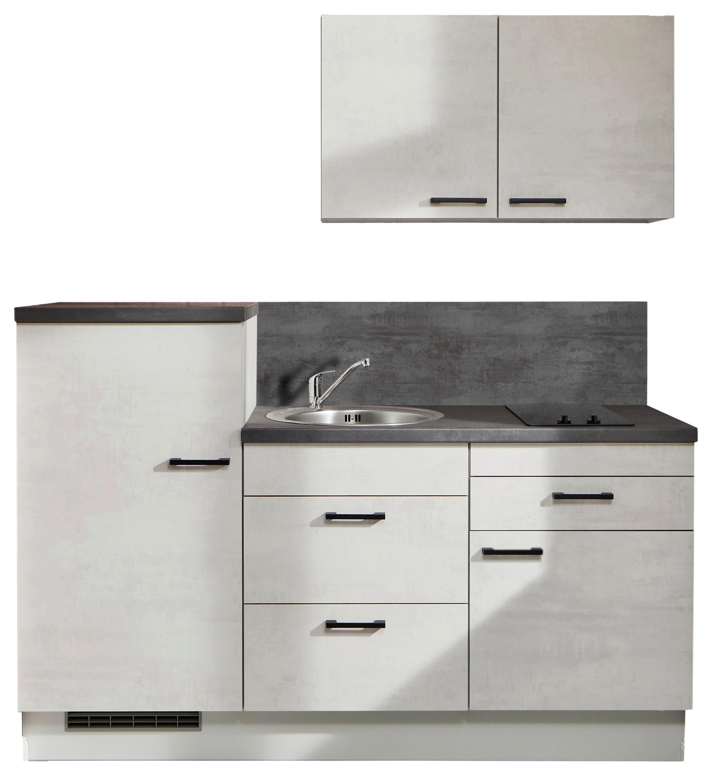 KÜCHENBLOCK 180 cm   in Graphitfarben, Hellgrau  - Hellgrau/Schwarz, Design, Holzwerkstoff/Metall (180cm) - Pino