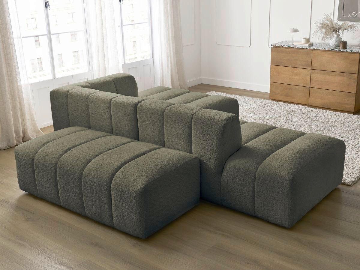 ECKSOFA  ANNECY Grün Bouclé  - Schwarz/Grün, MODERN, Kunststoff/Textil (262/170cm)