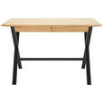 SCHREIBTISCH 120/65/76 cm  in Schwarz, Eichefarben  - Eichefarben/Schwarz, Natur, Holz/Metall (120/65/76cm) - Linea Natura