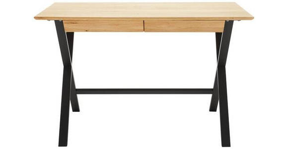 SCHREIBTISCH 120/65/76 cm  in Schwarz, Eichefarben  - Eichefarben/Schwarz, Natur, Holz/Metall (120/65/76cm) - Linea Natura