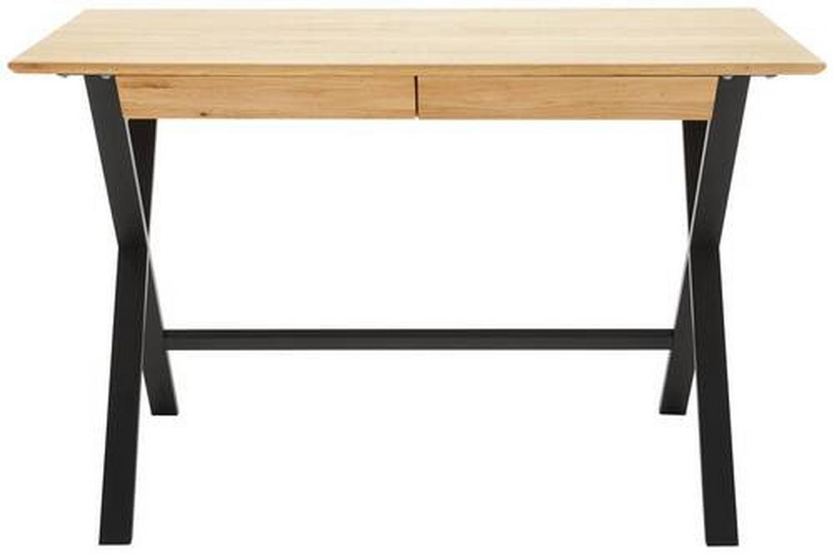 SCHREIBTISCH 120/65/76 cm  in Schwarz, Eichefarben  - Eichefarben/Schwarz, Natur, Holz/Metall (120/65/76cm) - Linea Natura