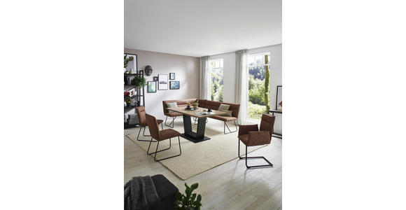 ECKBANK Mikrofaser Schwarz, Schlammfarben - Schlammfarben/Schwarz, Design, Textil/Metall (155/222cm) - Valnatura