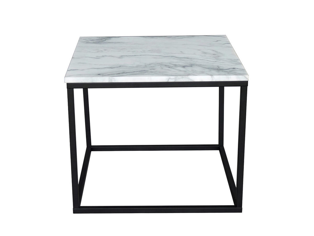 COUCHTISCH 60/60/50 cm quadratisch Schwarz, Weiß  - Schwarz/Weiß, Design, Stein/Metall (60/60/50cm) - MID.YOU