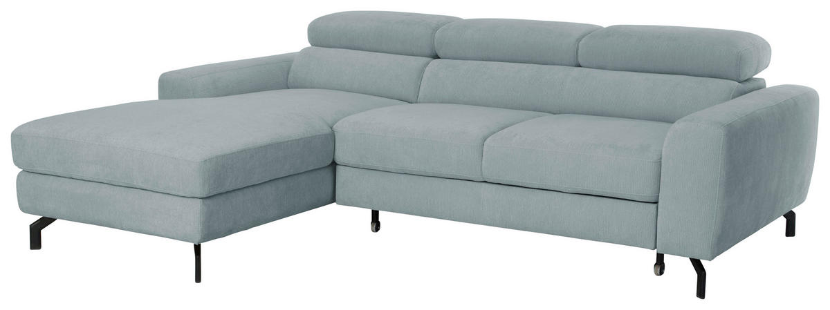 ECKSOFA Chenille Blaugrau  - Blaugrau/Schwarz, Design, Textil/Metall (177/226cm) - Livetastic