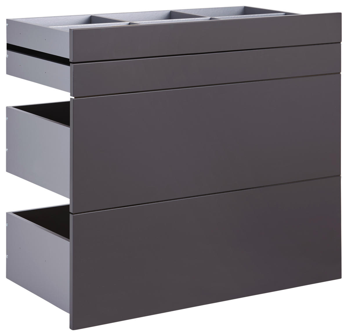 SCHUBLADENSET 90,9/82/46,8 cm   - Anthrazit Hochglanz, Konventionell, Holzwerkstoff (90,9/82/46,8cm) - Hom`in