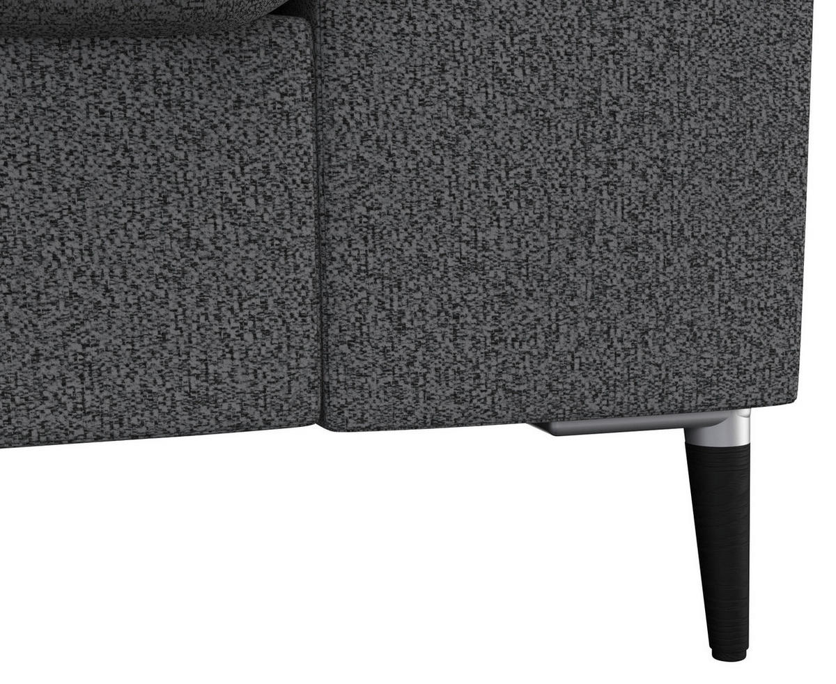 3-SITZER-SOFA Chenille, Webstoff Grau  - Schwarz/Alufarben, Design, Textil/Metall (241/84,5/92cm) - Livetastic