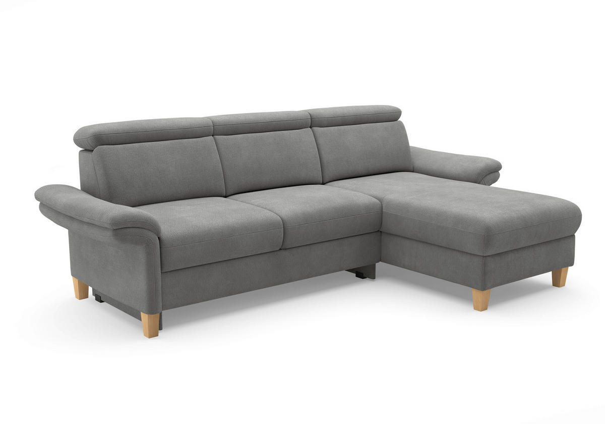 ECKSOFA GLENDALE E Grau Flachgewebe  - Eichefarben/Grau, KONVENTIONELL, Holz/Textil (253/166cm) - Sit & More