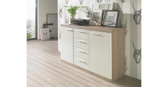 SIDEBOARD 135/92/43 cm - Eichefarben/Alufarben, KONVENTIONELL, Holzwerkstoff/Kunststoff (135/92/43cm) - Xora