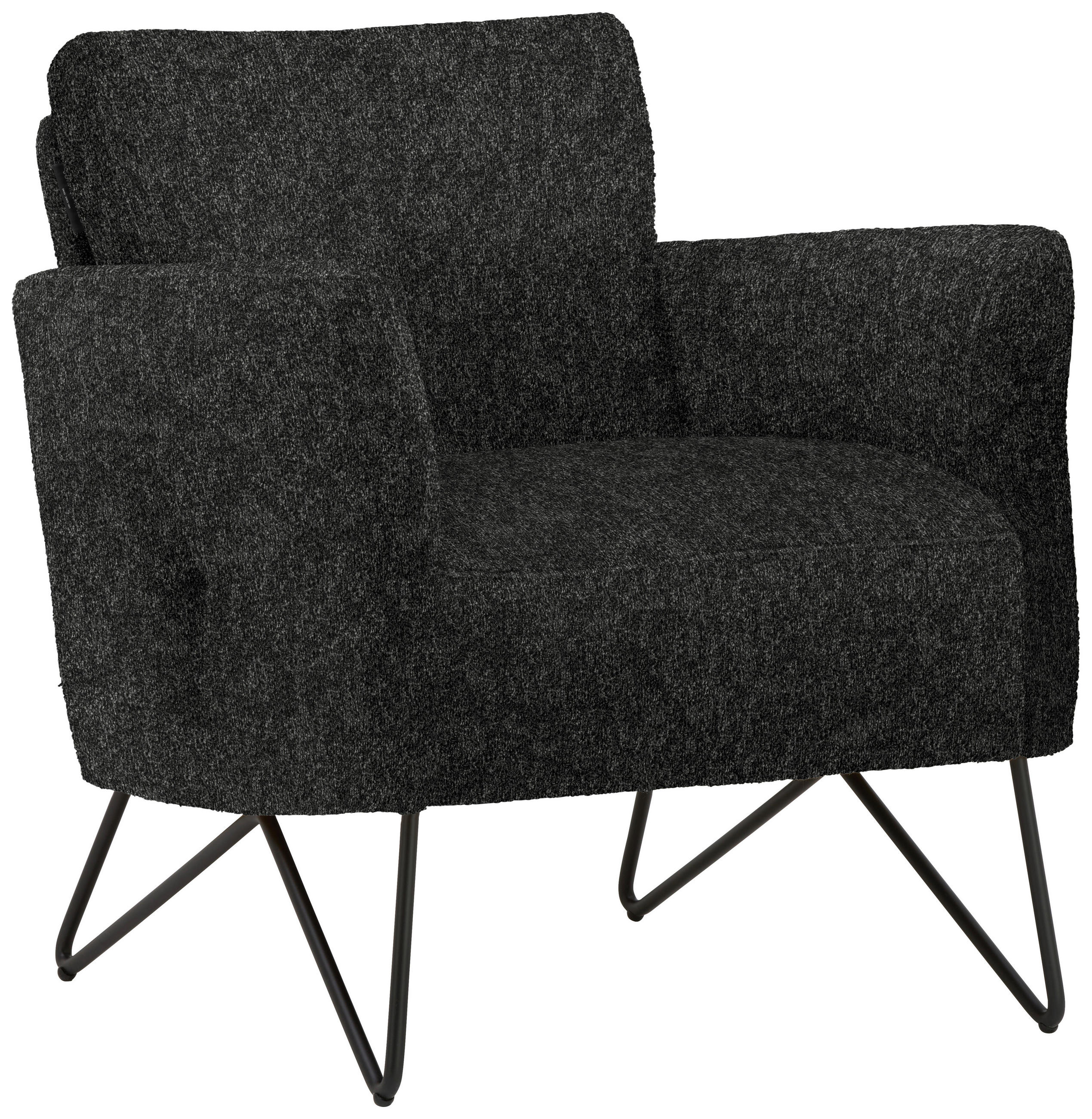 SESSEL in Chenille, Mikrofaser Anthrazit  - Anthrazit/Schwarz, Design, Textil/Metall (68/78/76cm) - Johann Jakob