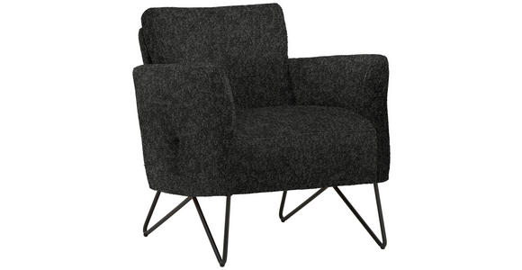 SESSEL in Chenille, Mikrofaser Anthrazit  - Anthrazit/Schwarz, Design, Textil/Metall (68/78/76cm) - Johann Jakob