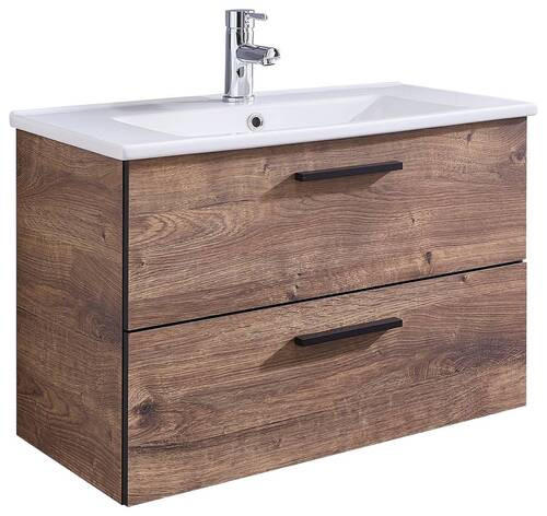 WASCHTISCHKOMBI 75 cm  - Eichefarben/Schwarz, Design, Keramik/Holzwerkstoff (75cm) - Xora