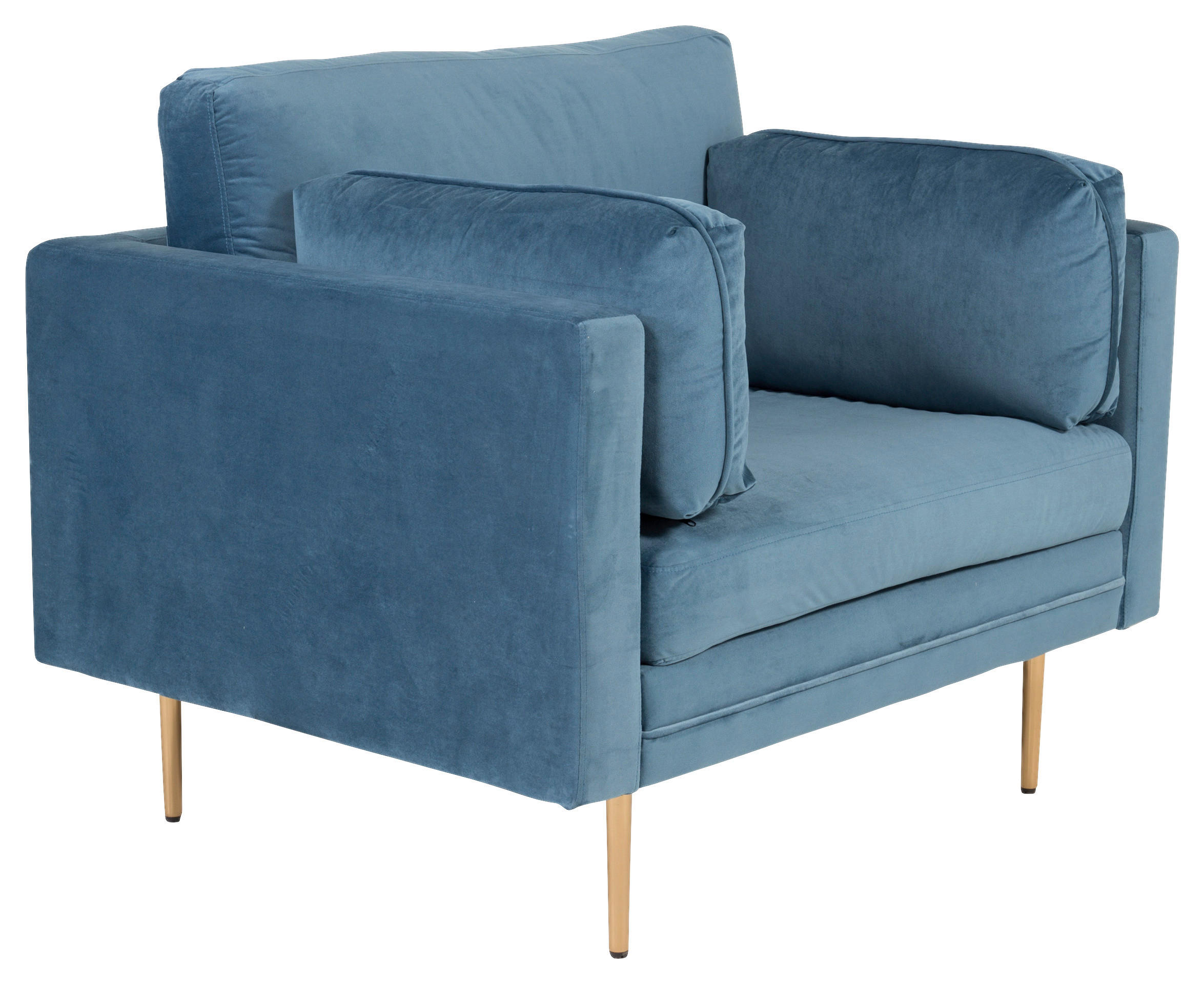 FÅTÖLJ i metall, textil blå, guldfärgad  - blå/guldfärgad, Design, metall/textil (110/84/86cm) - Livetastic